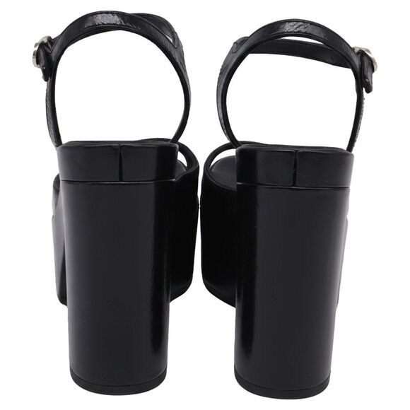 Chanel CC Ankle Strap Platform Sandals in Black Patent Leather - Picture 4 of 8